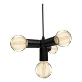 Pendente Lustre Nick Preto + 4 Lâmpadas Led Taschibra Bivolt Cor Preto-fosco 110v/220v