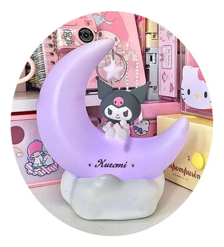 Lámpara Nocturna Kawaii Con Forma De Luna Kuromi Cinnamoroll