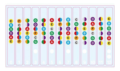 6 Aprender Guitarra Diapasón Nota Calcomanía Escala