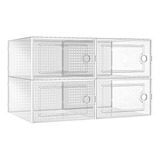 Caja Organizadora Zapatos Set X4 Banhaus Zapatero Apilable Color Blanco