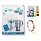 Kit Sublimacion 4 Tintas  70ml Bote + Papel + Cinta Colormak