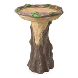 Hermoso Pedestal Marrón For Baño De Pájaros Hecho A Mano F D