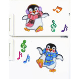 Adesivo 3d Pinguim De Geladeira Musical Decoração De Cozinha