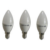 Pack 3 Ampolleta Led Vela E14  6w 2700k Luz Calida