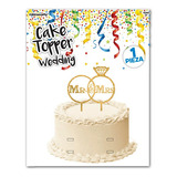 Cake Topper Mr & Mrs Anillo Boda Compromiso Color Dorado