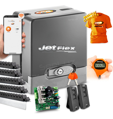 Kit Motor Ppa Deslizante Jetflex Wifi 5m Crem App Portão 650