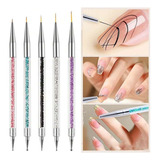 5 Pinceles Liner,  Punteros Mano Alzada Nail Art Para Uñas 