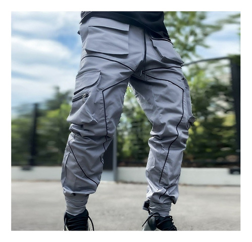 Pantalones Cargo Reflectantes Para Hombre New Joggers Casual