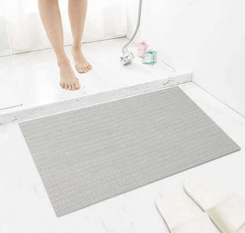 Alfombra Antideslizante Baño Ducha Gris 65x40cm Kreatex