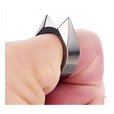 Anillo Defensa Personal Forma De Gato 20 Mm Plateado 20 Mm