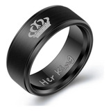 Anillo De Acero Inoxidable Para Pareja Black Crown Her King