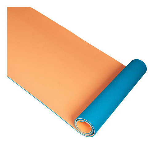 Mat Yoga Waterdog 180 X 66 Cm 6 Mm Eva + Funda Transporte Color Celeste/naranja