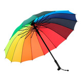 Paraguas Arcoíris Largo Colores Sombrilla Para Sol O Lluvia.