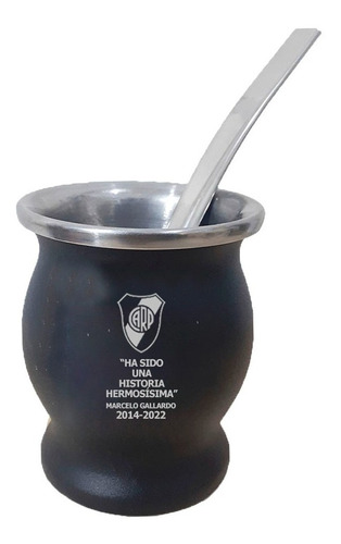 Mate Negro River Plate Frase Gallardo Con Grabado 