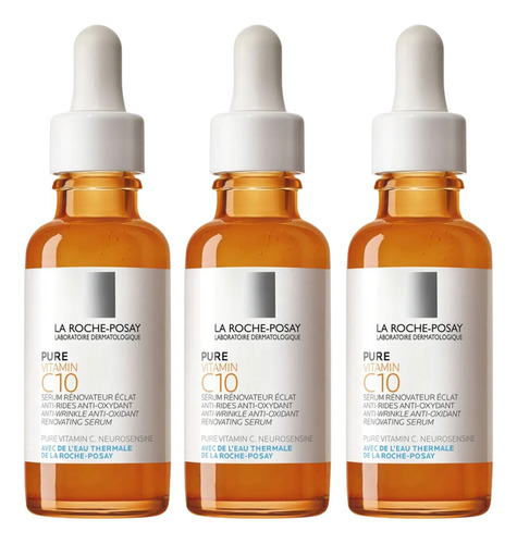 Combo X3 La Roche Pure Vitamin C10 Serum Antioxidante 30 Ml