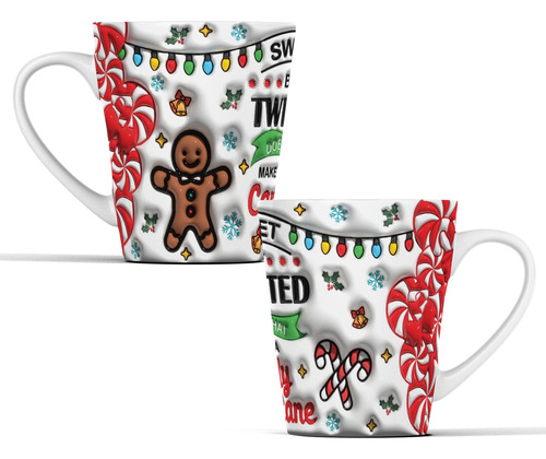 Taza Navideña Kawaii En 3d Sublimada Cónica 12oz M445