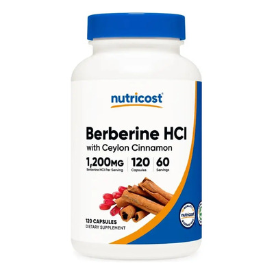 Berberine Berberina HCl con Ceylon Cinnamon 1200mg 120 capsulas Nutricost | Envío gratis