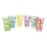 Set 6 Vasos De Vidrio Highball Multicolor 310 Ml C/u M-86370