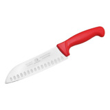 Cuchillo Chef Santoku Troquelado Profesional 7 Pulgadas Color Rojo