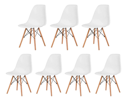 Silla Eames Moderna 7pz Minimalista Para Comedor Y Oficina