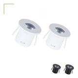 Kit 2 Spot Mini Embutido Redondo Led 1,5w 2700k Bco / Pto