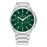 Reloj Tommy Hilfiger Hombre Dexter 1792088 Color De La Malla Plateado Color Del Bisel Plateado Color Del Fondo Verde