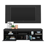 Rack Con Panel Florida Tv 65 Negro Pared Negro Mdp