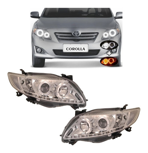 Juego Opticas Tuning P/ Corolla 2008 2009 Cromadas Con Led