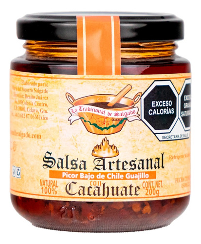 Salsa Artesanal Chile Guajillo Cacahuate 200 G Tradicional