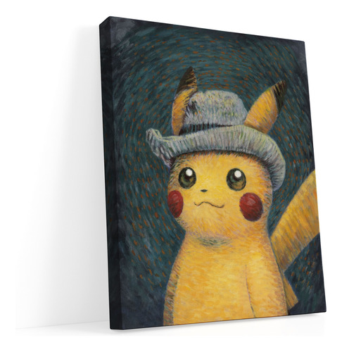 Cuadro Canvas Decorativo De Pokemon Van Gogh Para Sala 50x40