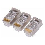 Conector Rj45 Macho Blindado Cat6 Kit Com 25 Peças