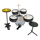 Bateria Infantil Rock Baby Preta Completa Com Chimbal E B