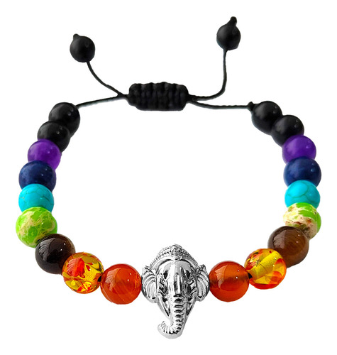 Pulsera 7 Chakras Cuarzos Energia Ganesha Unisex + Estuche 