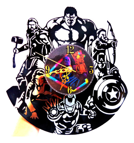 Reloj En Disco De Vinilo Lp / Avengers, Marvel