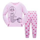 Pijama Para Niñas Sirena Conjunto Algodón 2 Piezas Verano