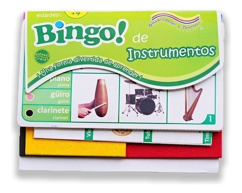 Juego Bingo Instrumentos Estimulación Didáctica 12 Tableros
