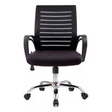 Silla Oficina Ergonomica Ejecutiva Marca Silleti Modelo Boston Base Cromada Giratoria Reclinable Tapizada En Malla Color Negro