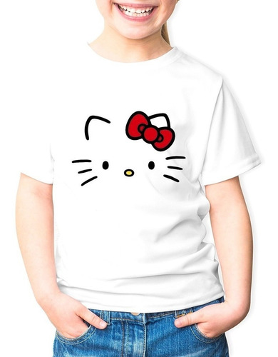 Polera Niña Regalo Diseño Gato Gatito Kawai/hello/kitty Face