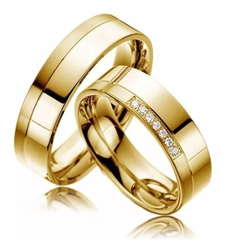 Alianças Casamento Ouro 18k Com 6mm E 7gr + Pedras 