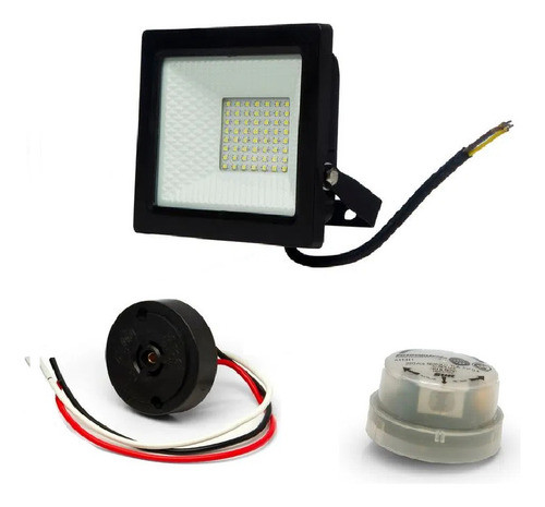 Proyector Reflector Led 50w + Fotocelula Sica Ip65 Luz Fría