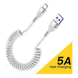 Cable Usb Carga Rápida Coche Resorte Gusano Tipo C. Blanco