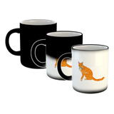 Taza Magica Gato Atigrado Naranja Comiendo