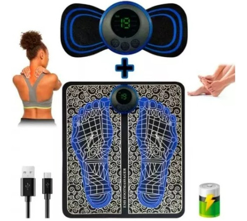 Kit Tapete E Mini Massageador Elétrico Dor Pés E Musculares