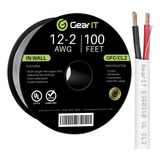 Cable De Parlantes Gearit 12/2 (100 Pies), Calibre 12 Awg