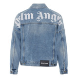 Chamarra Denim Palm Angels Con Logo Estampado 