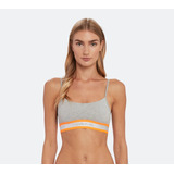 Calvin Klein Bralette Gris Naranja Logo Reflejante Original