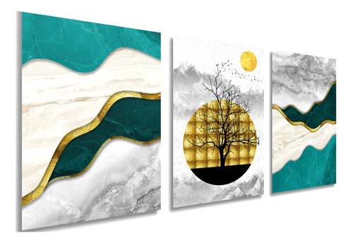 Cuadros Decorativos Economico Moderno Golden Green Marble