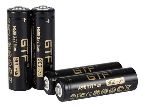 04 Baterias Íon De Lítio 14500 3.7 V 900 Mah Gtf