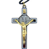 Esmalte Negro Oro Tono Icono De San Benito Cruz Crucifijo Co