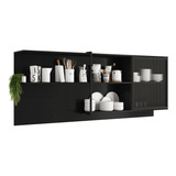 Mueble Superior Multiuso Cocina 200 Cm Mdp 1 Tipo Industrial Color Negro